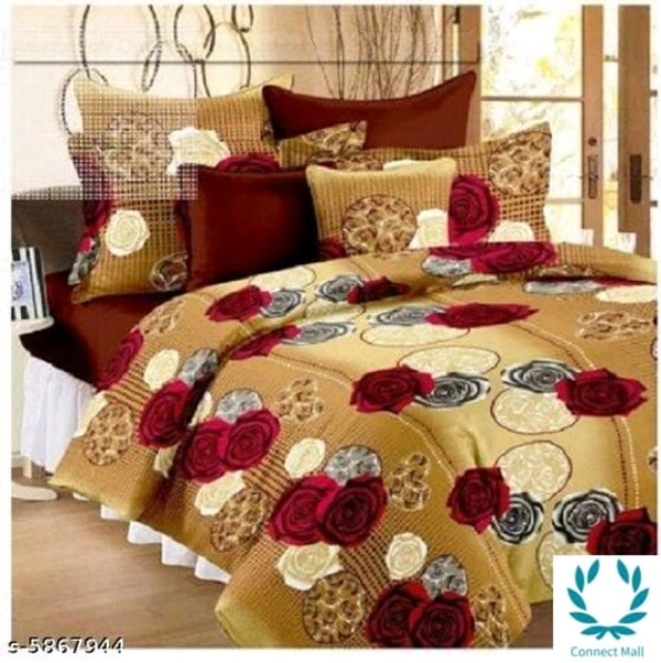 Bedsheet - Queen Size - Queen (Length Size: 90 in Width Size: 90 in Pillow Length Size: 27 in Pillow Width Size: 17 in), Brown, Poly Cotton